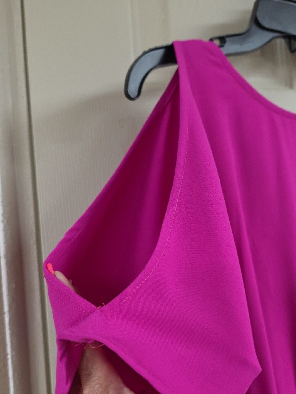 Women's Fuchsia Short Sleeve Waist-Defined Romper - Picture 3 of 6